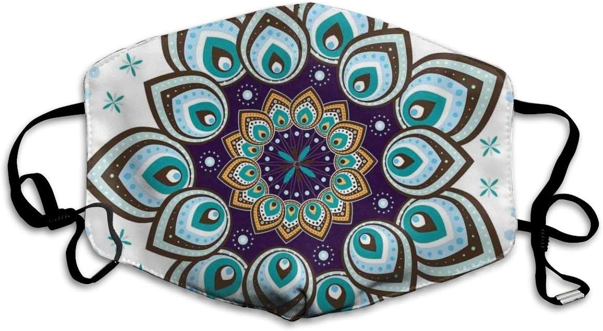 Comfortable Windproof mask,Boho Lotus Flower Stylized Microcosm Motif Unique Retro Spiritual Theme,Printed Facial decorations for Adult