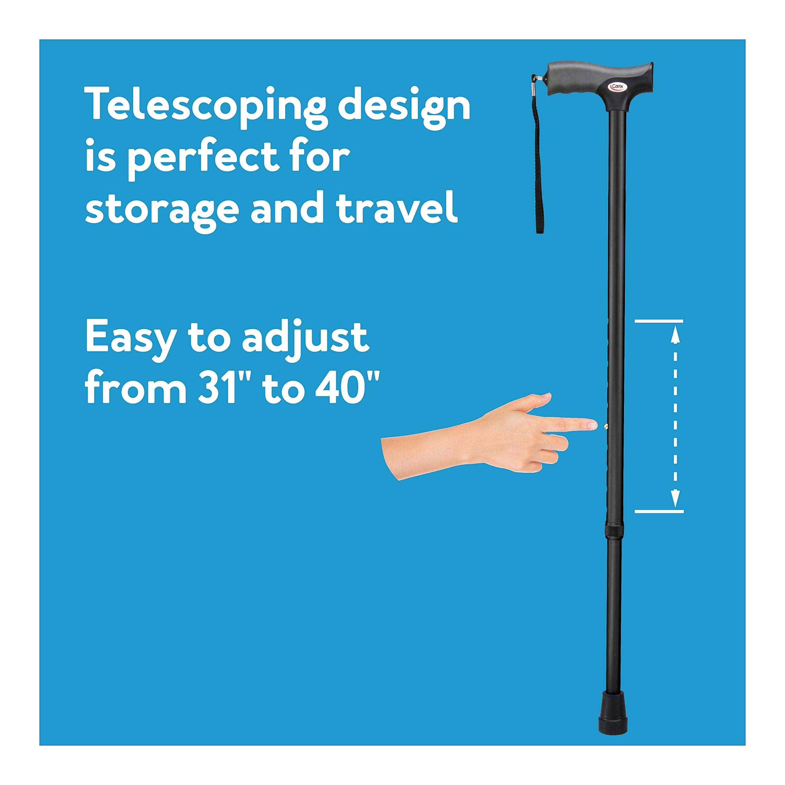 Carex Soft Grip Walking Cane with Strap, Anti-Slip Walking Cane for Easy Maneuvering, Walk Stick for Seniors & Adults with Added Support and Adjustable for Balance, Supports up to 250 lbs, Blue Marble