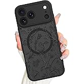 AIGOMARA Magnetic for iPhone 17 Pro Case, Compatible with Magsafe Cute Black Sage Flower Floral Pattern Screen Protector Camera Protection Matte Translucent Phone Case for Women Girls