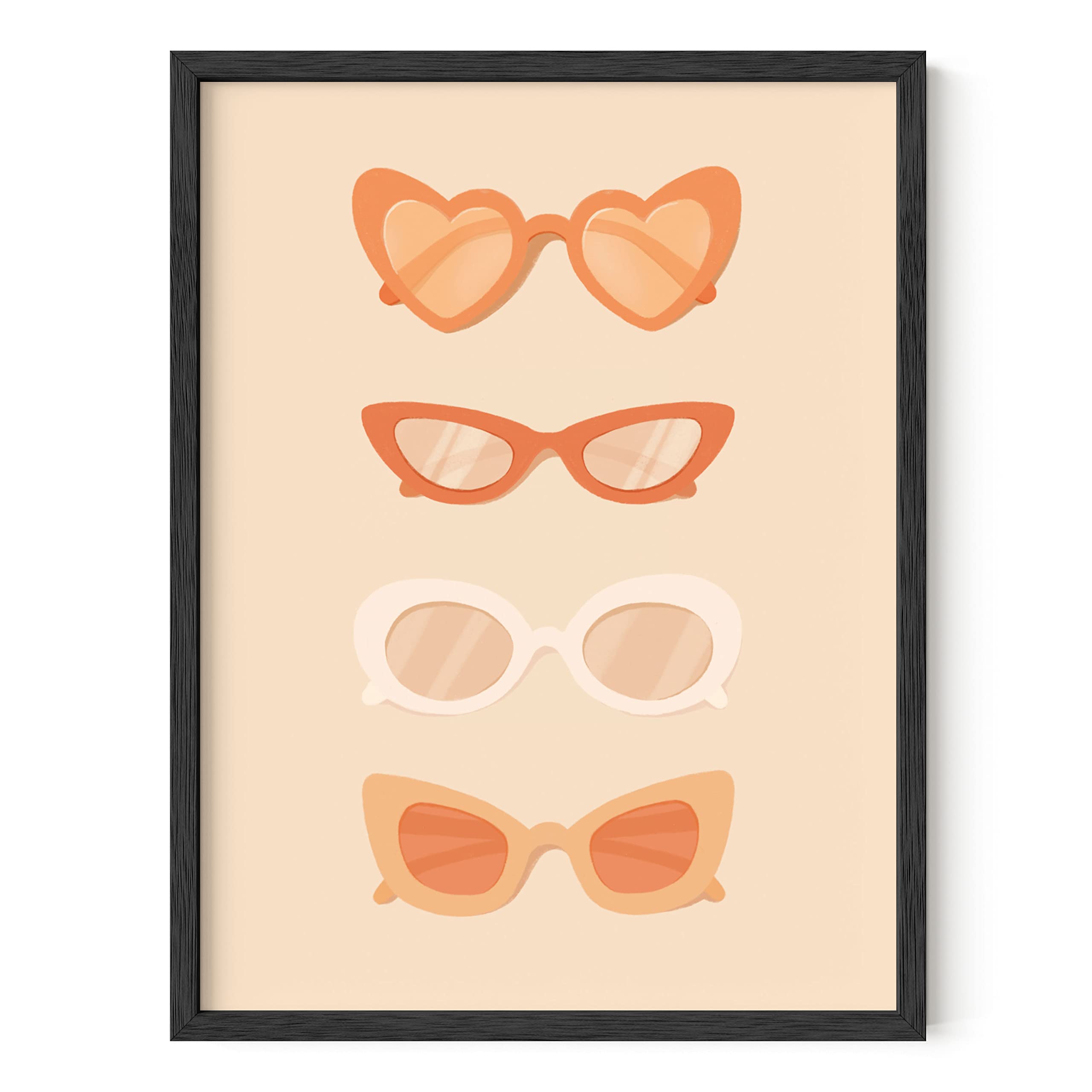 HAUS AND HUES Sunglasses Art Peach Aesthetic Wall Decor - Peach Room Decor, Fashion Wall Decor, Boho Room Decor for Bedroom Aesthetic | Preppy Room Decor for Room Aesthetic Photos UNFRAMED 12"X16"