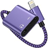 iPhone Dongle Headphone and Charger 2 in 1, Lightning to 3.5mm Audio Jack + Charge Splitter [Mfi Certified] iPhone Aux Adapte