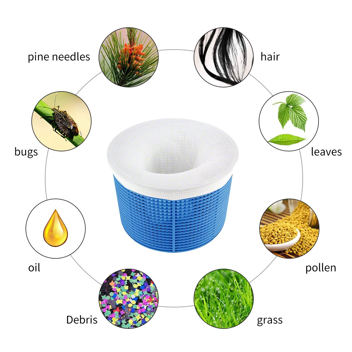 Pool Skimmer Socks (10-Pack), iCreating Large Premium Fine Mesh Screen Swimming Pool Filter Saver for Baskets, Filters and Skimmers