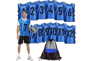 PULUOMASI Scrimmage Training Vest (12 Pack) Team Sports Pinnies Jerseys for Adult Youth Soccer Bibs Numbered Practice Jerseys