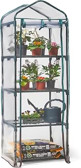 VonHaus Mini Greenhouse 4 Tier 158cm Tall Roll Up Door Weatherproof Cover