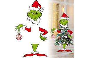LMAZG Christmas Decorations for Tree, Grinchmas Christmas Tree Topper, Elf Head Arms and Legs Christmas Tree Ornament for Christmas Tree Decorations Holiday Party Decorations