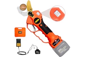 T TOVIA Professional Cordless Electric Pruning Shears, 25V Battery Powered Garden Tree Trimmer with Brushless Motor, 1 Lithium Battery, 40mm Cutting Diameter, LCD Power Display