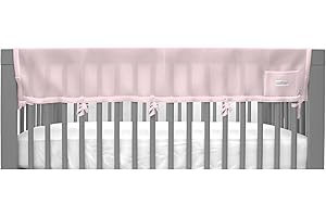 BreathableBaby Breathable Mesh RailGuard Teething Cover — 51” Long Panel (1) — Fits Most Full-Size and Does Not Fit Mini Cribs — Use with Coordinating Short Panels - Light Pink