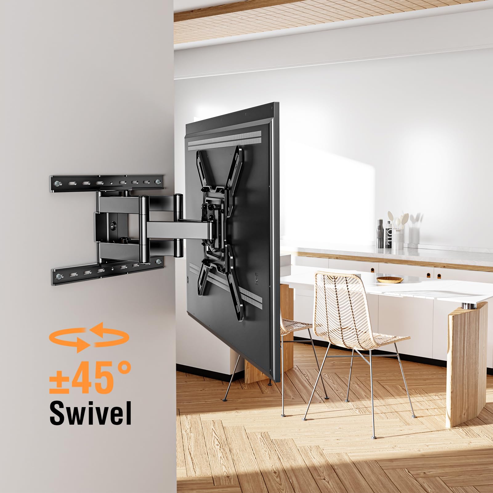 ELIVED Ultra Slim TV Wall Mount for Most 26-60 Inch tvs, Low Profile TV Mount, Full Moiton Wall Mount Bracket Swivel and Tilt, Max VESA 400x400mm, Holds up to 88 lbs. Fits 16