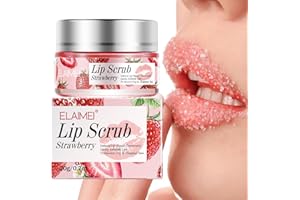 MIELIKKI Lip Scrub, Lip Scrubs Exfoliator, Sugar Lip Polish, Lip Exfoliator Scrubber for Chapped and Dry Lips, Lip Moisturizer, Lip Care Products, Strawberry
