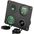 Linkstyle 4 in 1 Charger Socket Panel, 12V 4.2A Dual USB Charger Socket Power Outlet& LED Voltmeter & Cigarette Lighter Socke