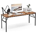 TEMI Modern Computer Desk 63 inch Large Desk – Seamless Wood Top for Home and Office – No Assembly Executive Desk, Gaming Desk, or Work Table – Sturdy Home Office Long Desk, Writing Desk, Brown