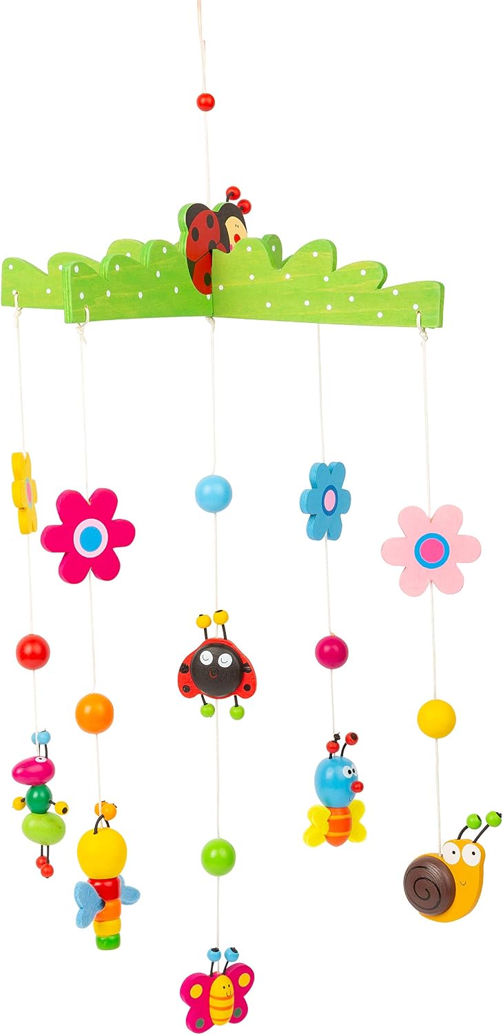 Small Foot 11401 Spring Dream Wooden Mobile, with Colourful Animals and Flowers, Baby's Room Decoration, Multicolor, Normal