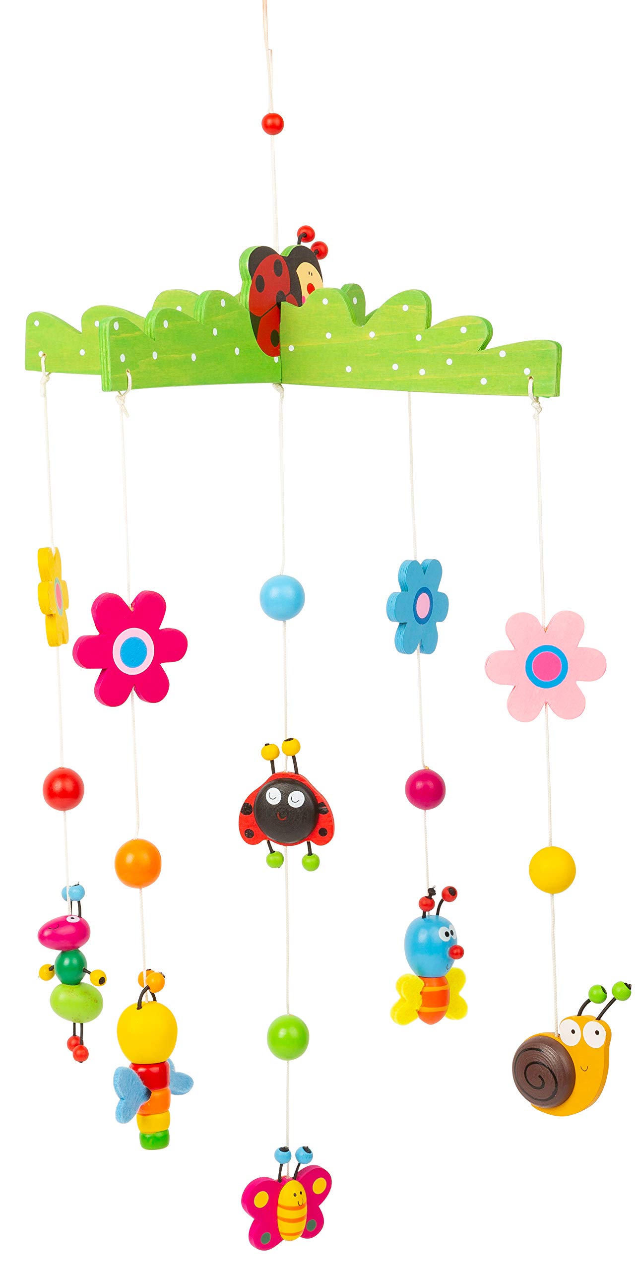Small Foot 11401 Spring Dream Wooden Mobile, with Colourful Animals and Flowers, Baby's Room Decoration
