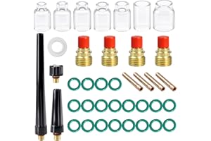 TIANLYLIN 39pcs TIG Gas Lens Collet Body & 4# - 12# Glass Cup Kit DB SR WP 9 20 25 TIG Welding Torch