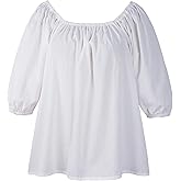 Renaissance Shirt Women Peasant Blouse Half Sleeves Ren Faire Top