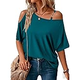 LEIYEE Womens Summer Black Cold Off Shoulder Tops 2026 Sexy Casual Cute Short Sleeve Loose Fit T Shirts Blouse