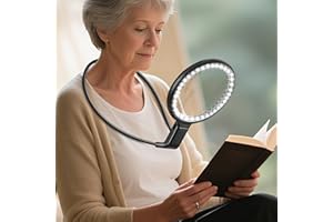 GABORISH Neck Magnifier Hands Free with Light, 10X 5.2 Large Magnifying Glass with 36 LED Light, Flexible Gooseneck for Close Work Reading Sewing Senior (Black)