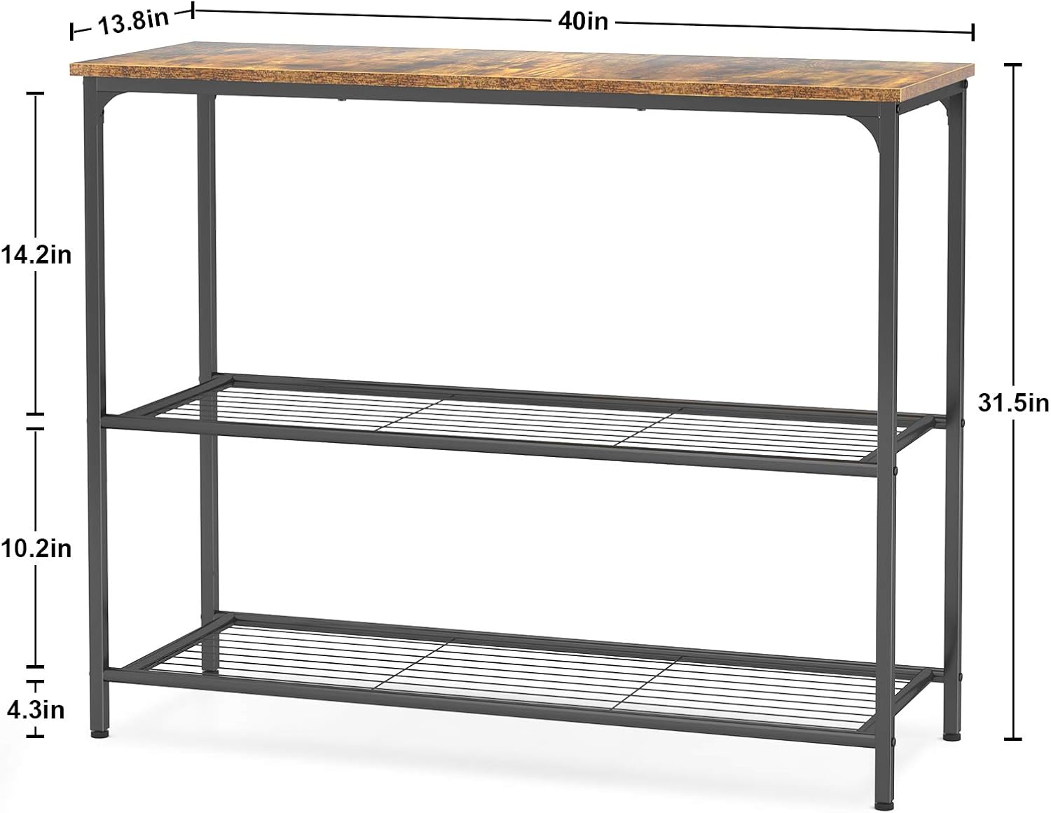 Ecoprsio Sofa Table Console Table with Double Mesh Shelves, Industrial Entryway Table Foyer Table for Entryway, Front Hall, Hallway, Sofa, Couch, Living Room, Coffee Bar, Kitchen, Rustic: Kitchen & Dining
