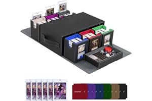 UAONO Commander Deck Box for MTG, 6-Deck Modular Card Case with Dice Tray Hold 600+ Double-sleeved Cards, Removable Trading Cards Storage Box with 35PT Magnetic Card Holders for TCG, Multicolour