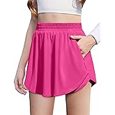 Zaclotre Girls Athletic Shorts with Zipper Pockets 2 in 1 Flowy Skirt Overlay Kids Running Workout Soccer Sports Shorts