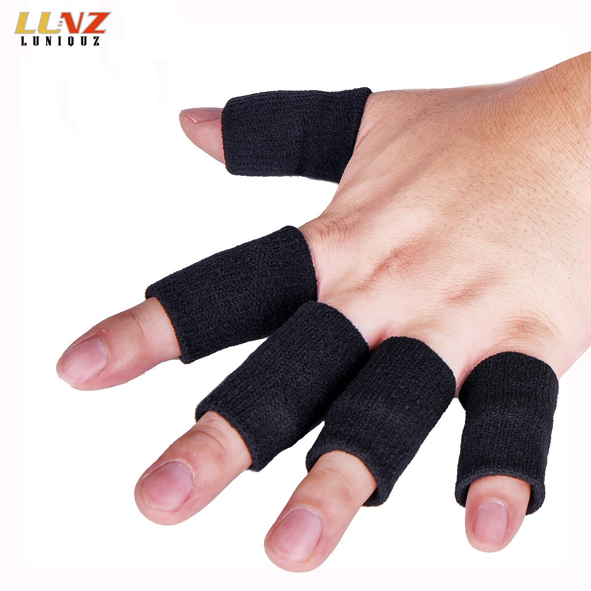 10pcs Sports Elastic Finger Sleeve Support Protector (black