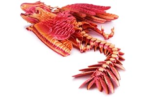 WMTBSRSW Feathered Wyvern Dragon, Dragon Puppet, 3D Printed Dragon, Articulated Dragon, 3D Dragon, 3-D Printed Dragon, Dragon Toys, 3-D Printed Dragons, 3D Printed Toys, Fidget Dragon (Red)