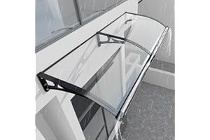 GGNEBAI Awning for Door Entrance,40x60Inch Awnings for Doors with Drainage Sink,Window Canopy Exterior with Aluminum Alloy Bracket,Solid Polycarbonate Cover,UV,Rain,Snow Protection for House,Porch,Patio,Deck