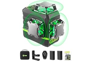 LasGoo Laser Level Self Leveling 360°x3 Green Cross Line Laser Tool for Construction and Picture Hanging, Remote Control, Pro