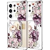 Hungo Compatible for Samsung Galaxy S25 Ultra Case Wallet with Card Holder,Ultra Thin Slim Cute Girly Skin Cases Protector with Airbag Bumper for Women Girls (Clear Pink Rose)