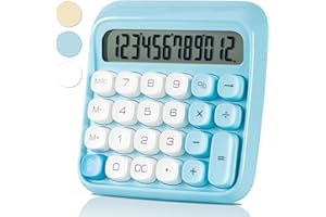 Deli Mechanical Switch Calculator 12 Digit, Large LCD Display Calculators Desktop with Big Buttons, Cute Calculator for Teachers Students Basic Office, Blue