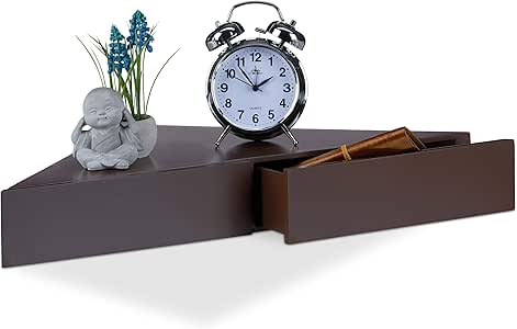 Relaxdays Estante Esquina Triángulo con Cajones, Madera MDF, Marrón, 8