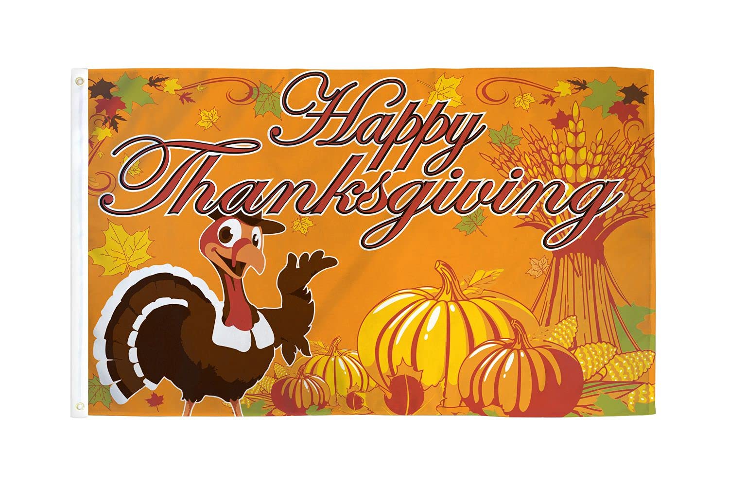 AZ FLAG - Happy Thanksgiving Turkey Flag - 2x3 Ft - 100D Polyester Thanksgiving Day Banner with Two Metal Grommets - Fade Resistant - Vivid Colors - 2' x 3' Feet - 90x60 Cm