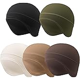 Qearl 5 Pcs Thermal Fleece Skull Cap Beanie with Ear Protection, Helmet Liner Winter Cycling Hat for Men Women Multicolor