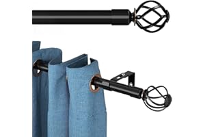 Curtain Rods 84-120 with Cage Finials, 1 inch Heavy Duty Curtain Rod Set with Brackets, Decorative Adjustable Curtain Pole fo