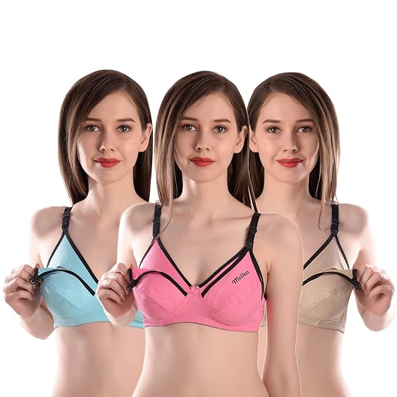 Alazne Full Coverage Maternity Nursing Bra for Womens Pack of 3