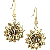 MINACHI Boho Vintage Summer Gold Plated Sunflower Dangle Drop Earrings Jewelry Gift for Women