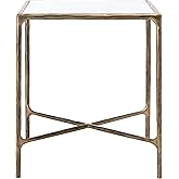 SAFAVIEH Couture Home Collection Jessa Brass Metal/White Marble Top Square End Table (Fully Assembled)