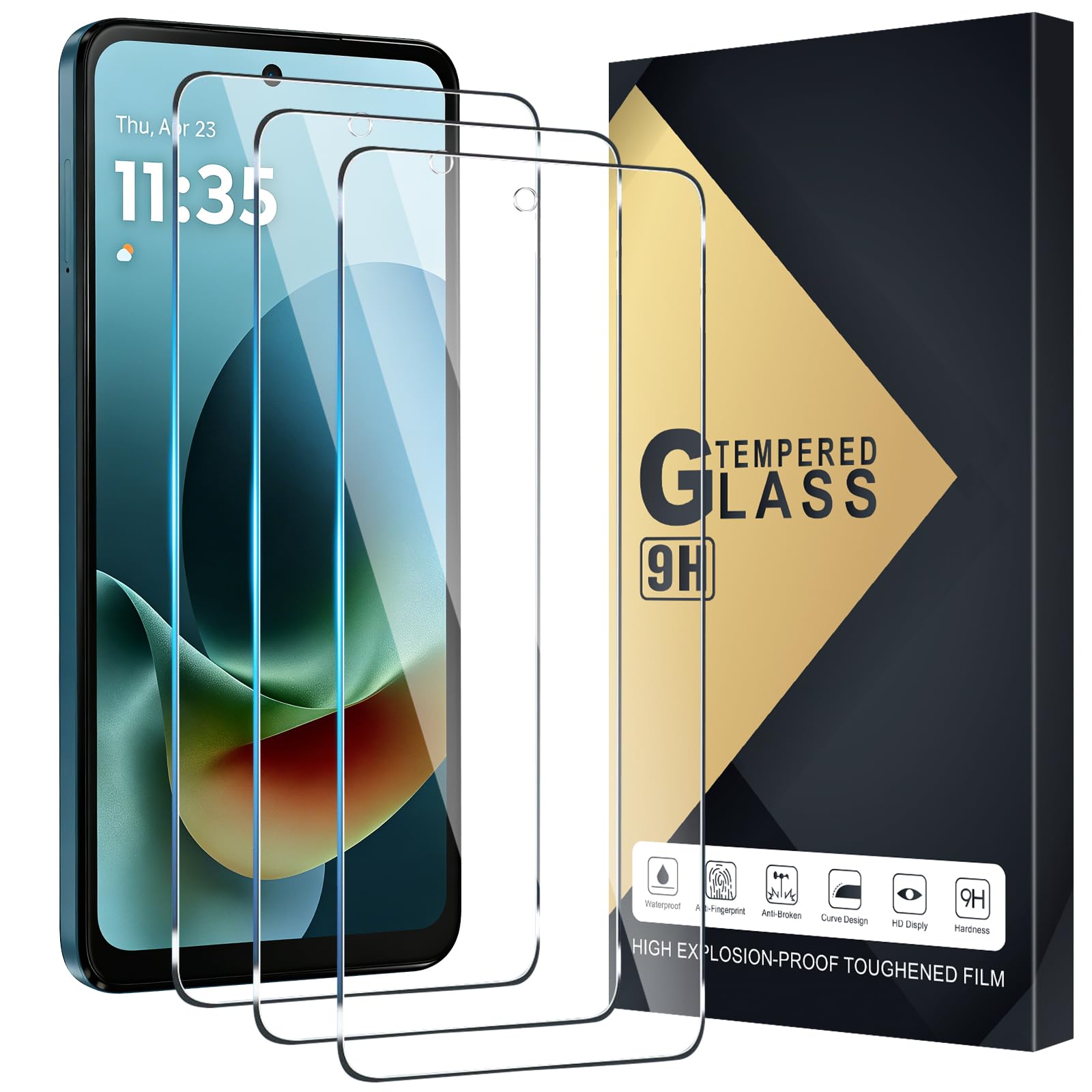 YMXbaomai 3 Pack Tempered Glass Screen Protector Designed for Motorola Moto G Play 5G 2026/2025 - HD Clear, 9H Hardness, Stcratch Resistant, Bubble Free