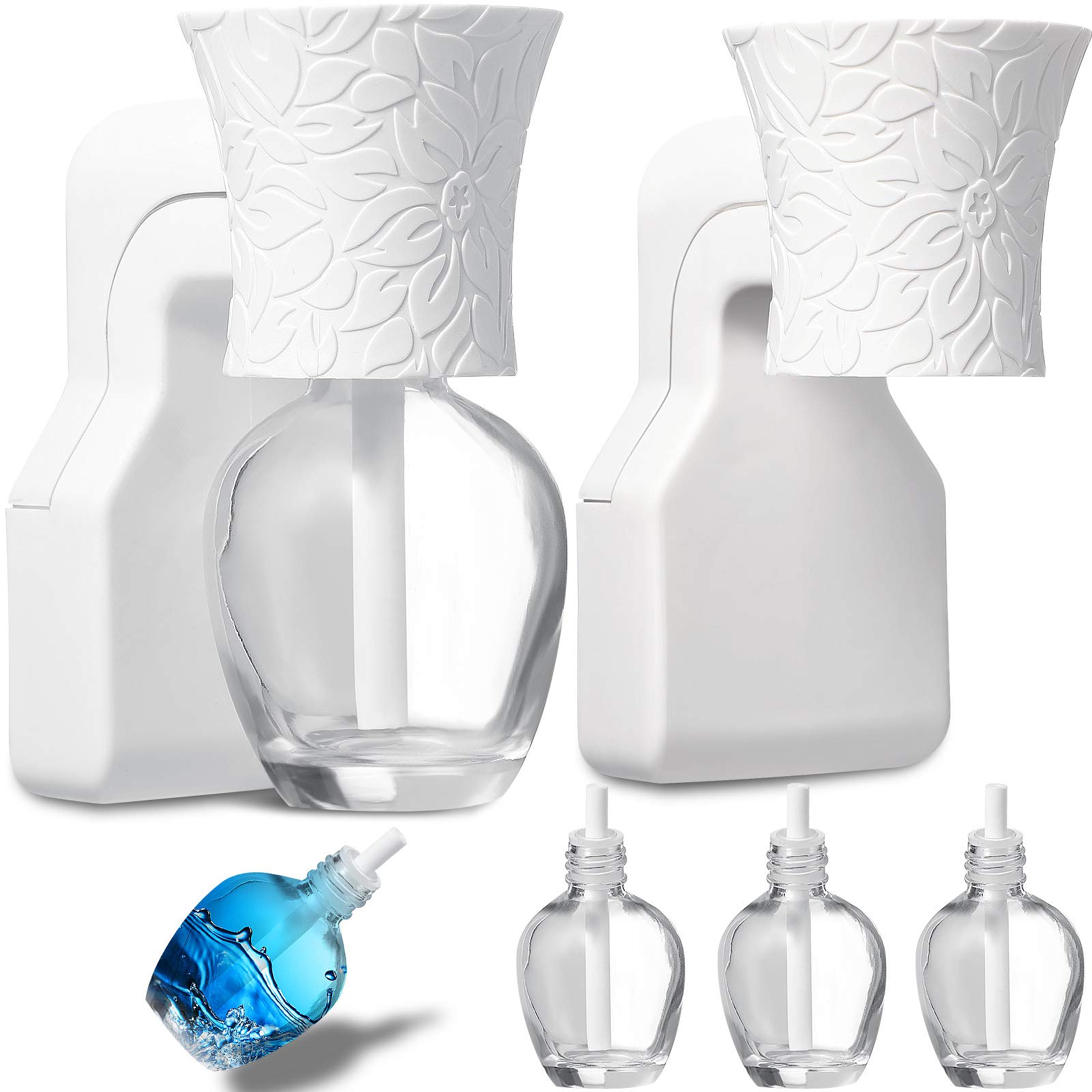 Photo 1 of 2 Pieces Wall Plug-in Diffuser Fragrance Plug with 4 Pieces Empty Bottles for Spreading Essential Oils Home Bathroom (White)
