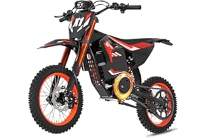 QRONGE X1 Spark Electric Dirt Bike, 4500W Mid-Drive Motor, 50MPH Top Speed, 60V 28.8AH, 60 Miles Range & 283Nm Torque E-Dirt Bike, Dual Suspension Off-Road Ebike for Adults & Kids (M, 14"/12")