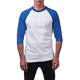 Pro Club Men's 3/4 Sleeve Crew Neck Baseball T-Shirt, White/Royal Blue, 2X-Large (Discontinued)