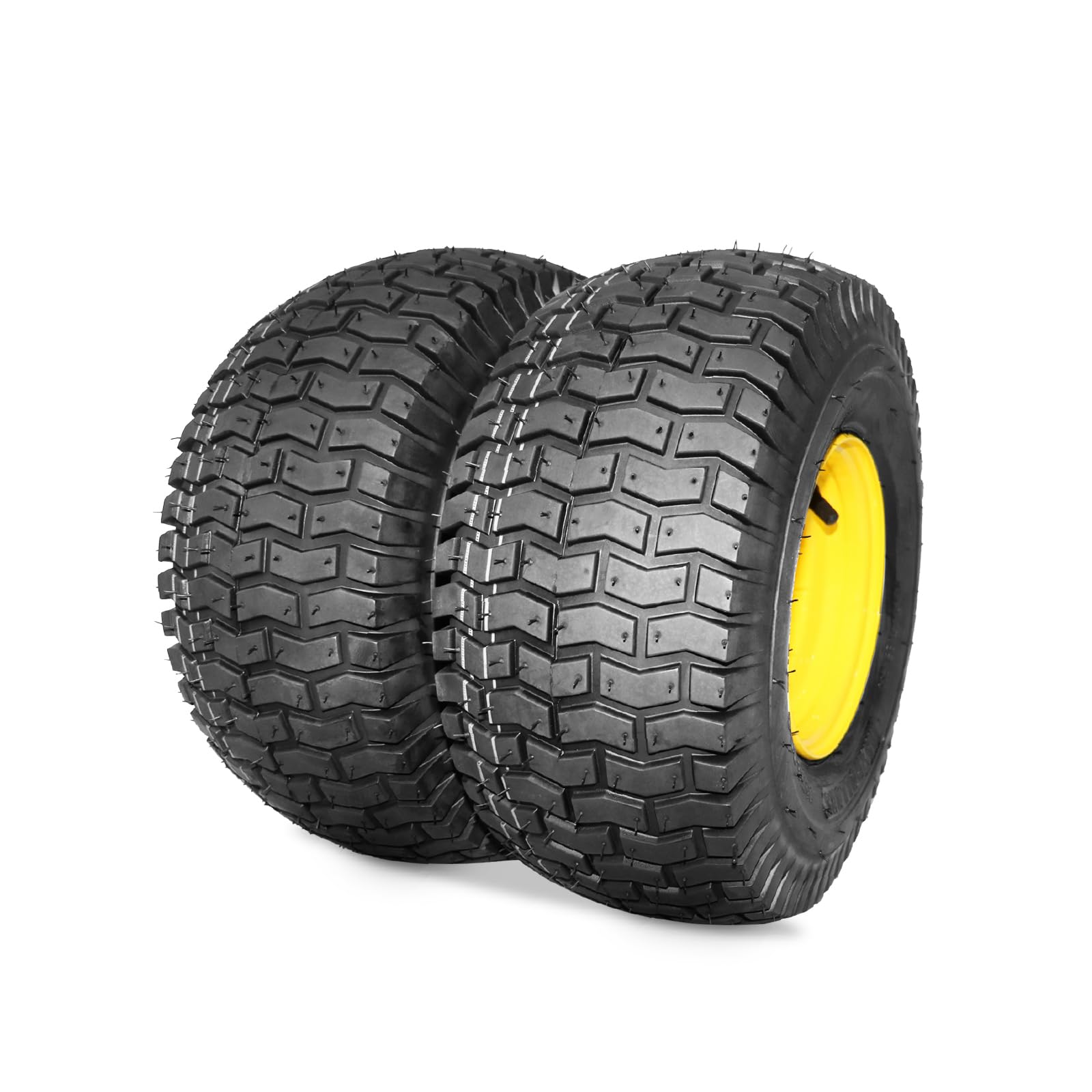 Photo 1 of (2 Pack) MAXROLLORS 15x6.00-6 Front Tire and Wheel Assemblies Tubeless, 15x6-6 Replacement Compatible with John Deere 100 and D100 Series Riding Mowers, 3/4" Bearings, 3" Offset Hub, 4-Ply