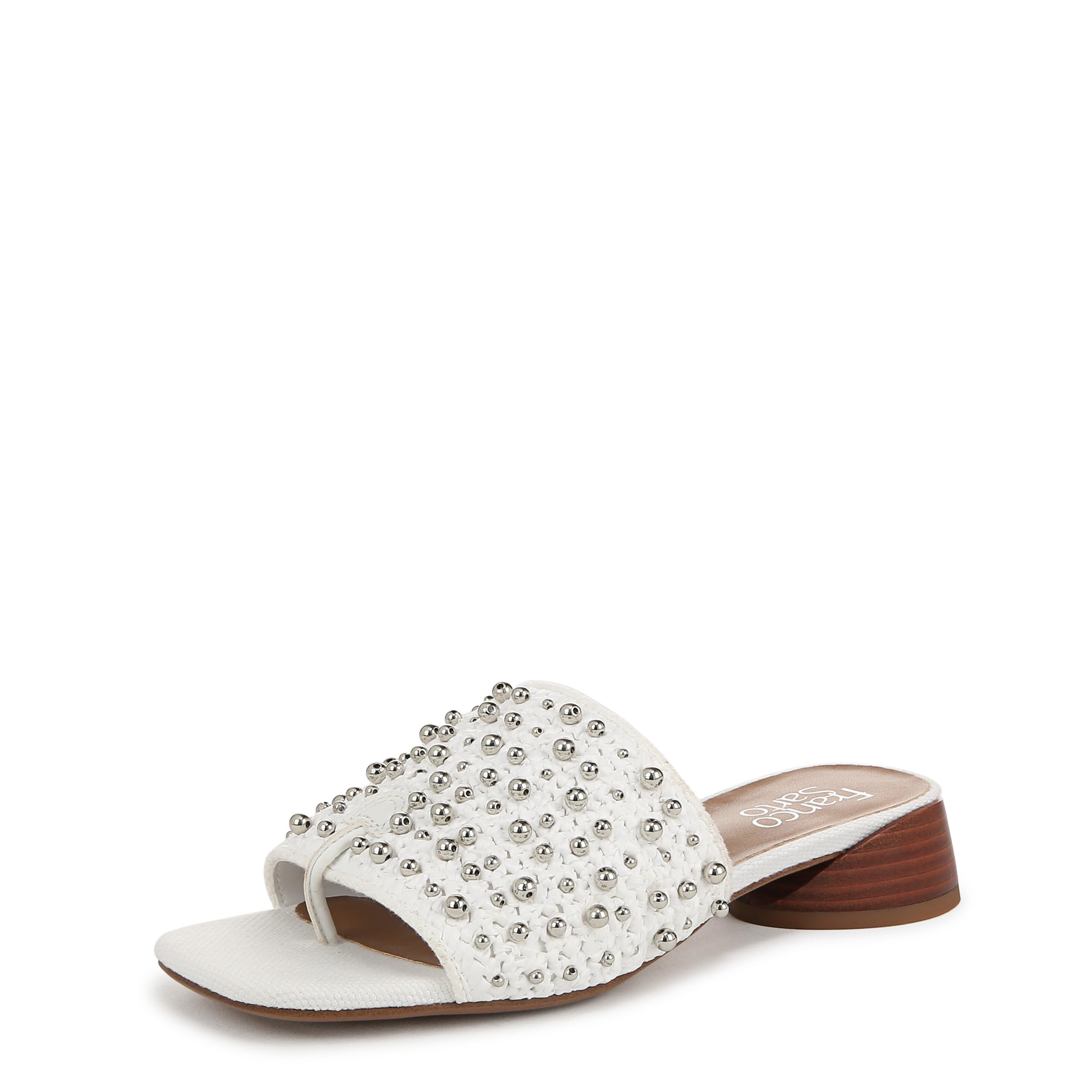 Franco Sarto Womens Loran Slide Sandal White Stud 5 M