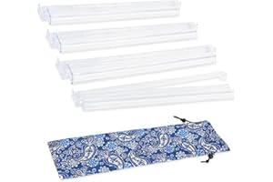 GUSTARIA American Mahjong All-in-One Tile Rack & Pusher with Blue Drawstring Bag, Clear Acrylic Mahjong Rack and Pusher Combo, Set of 4, White