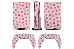 AoHanan Cute Strawberry 5 Skin Controller Accessories Cover Skins Anime Vinyl Cover Sticker Full Set for 5 Disc Edition