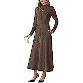 GRECERELLE Women's Spring Fall Casual Mock Neck Long Sleeve Flared Maxi Sweater Dress with Pockets (XS - 3XL)