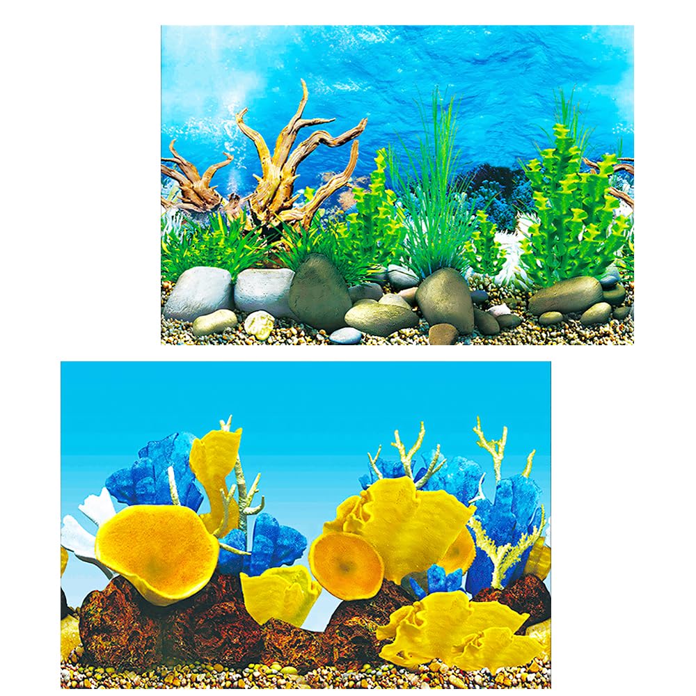 yueXinCh Aquarium Background Underwater Poster Double-sided Pattern Fishbowl Stickers Fish Tank Wall Decorations Sticker PVC Coral Aquarium Decor Backgrounds Underwater Poster 62 * 30 cm