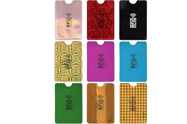 Molain Colorful RFID Card Holder - 9 Piece RFID Blocking Sleeves Set - Credit Card Sleeves & Identity Card Protector for Wome