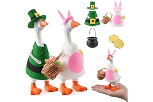 linastu 2 Set 7inch Desk Goose Outfits, Easter and St. Patrick's Day Mini Desktop Goose Clothes Desk Goose Accessories Set fo