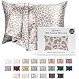 TAFTS 22mm 100% Pure Mulberry 6A Silk Pillowcase for Hair & Skin with Envelope Closure, Cooling, Natural, Organic, Double Sided Silk Pillow Case (Leopard, Standard Size, 20"x26")